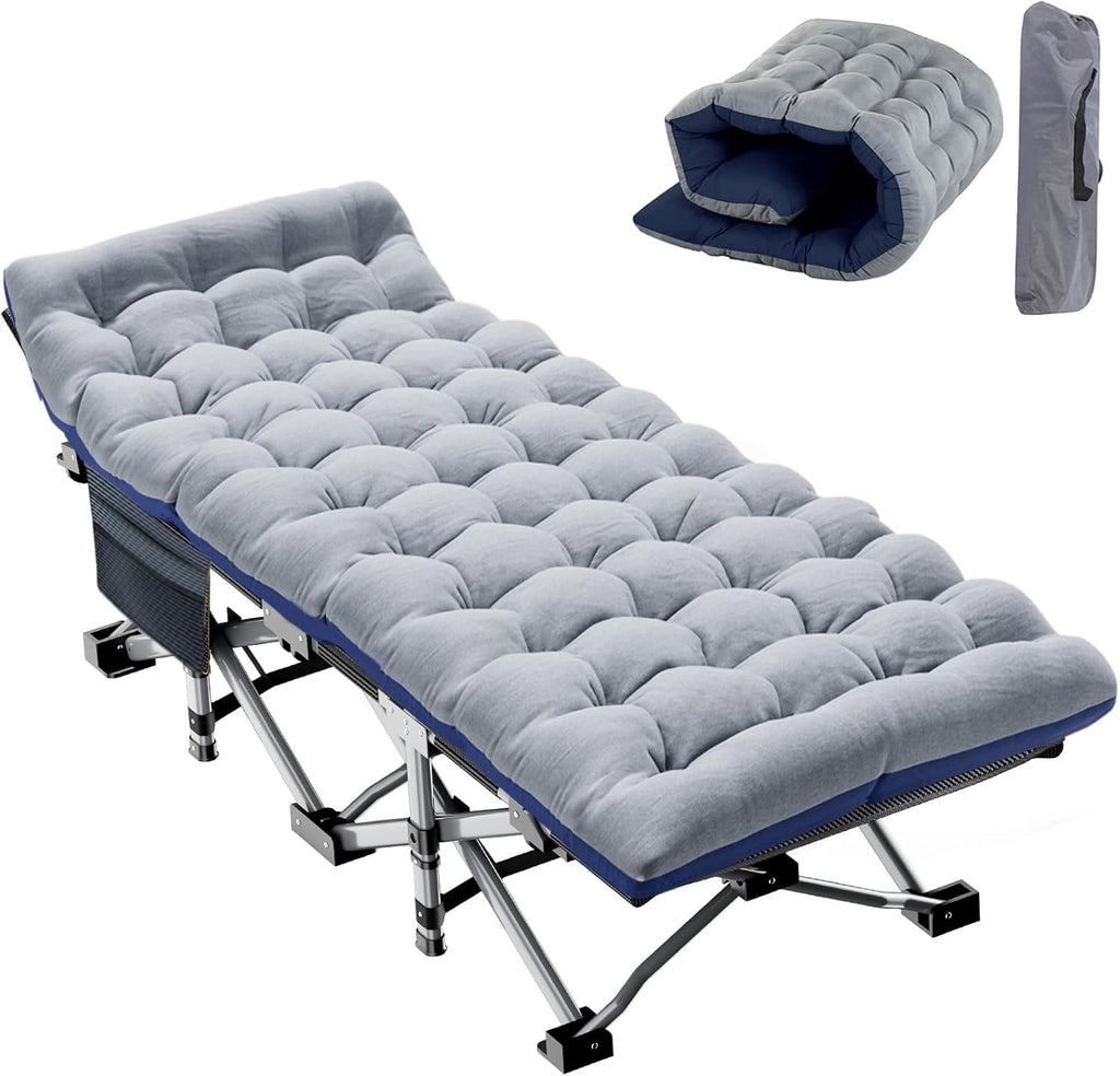 Folding Camping Cot with Matress (Load up to 900 lbs)
