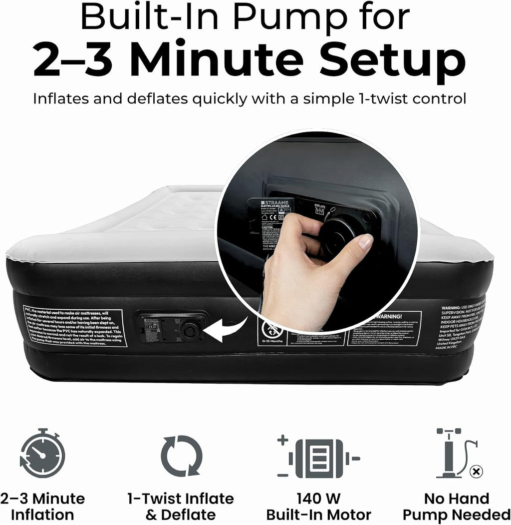 Double Air Bed with Built-in Pump