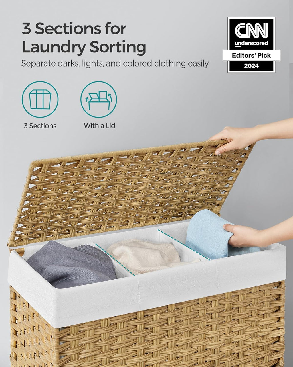 Laundry Hamper with Lid (37 Gal Capacity)