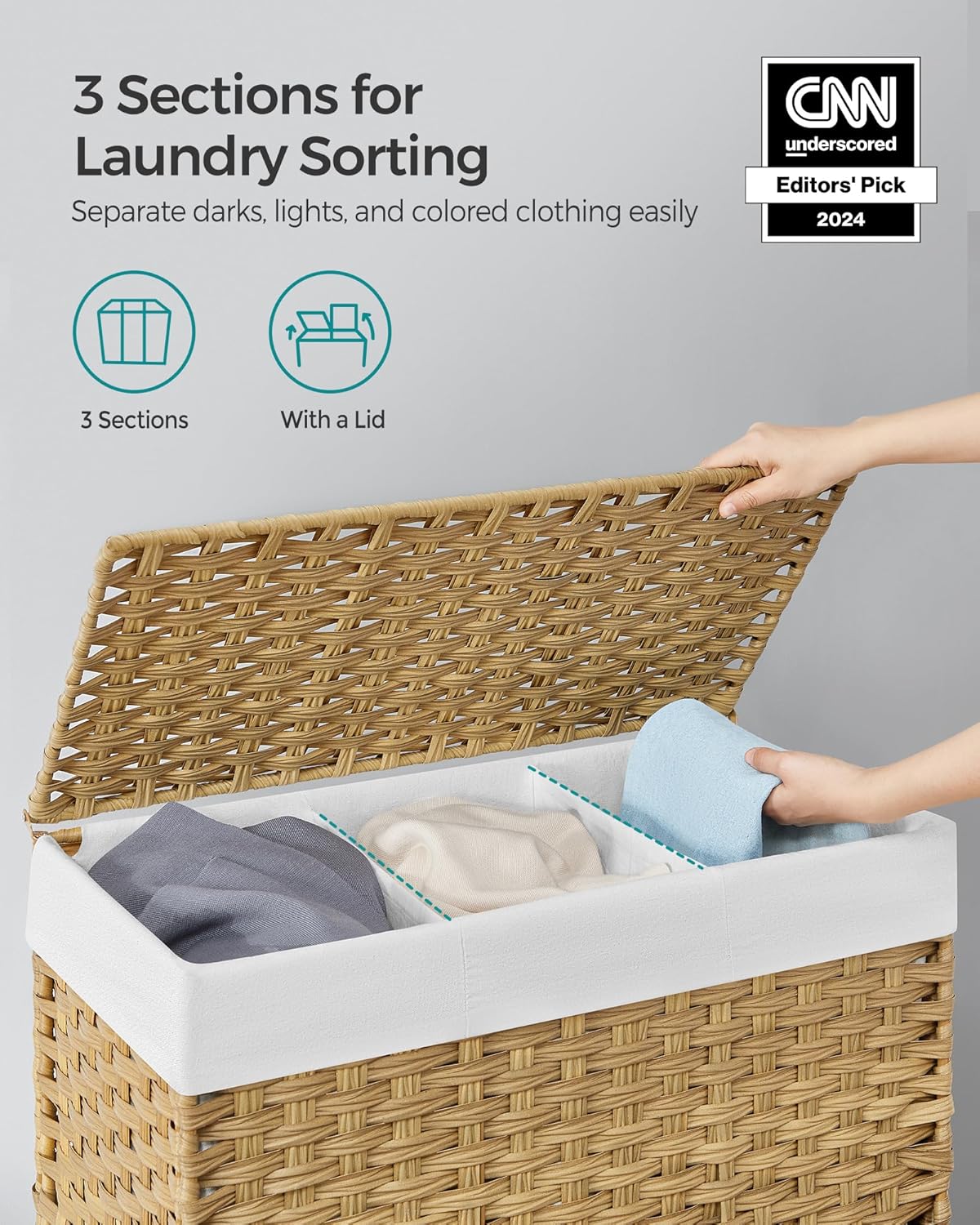 Laundry Hamper with Lid (37 Gal Capacity)