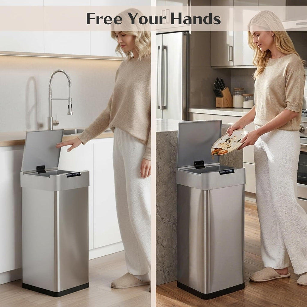 50L Stainless Steel Touchless Bin