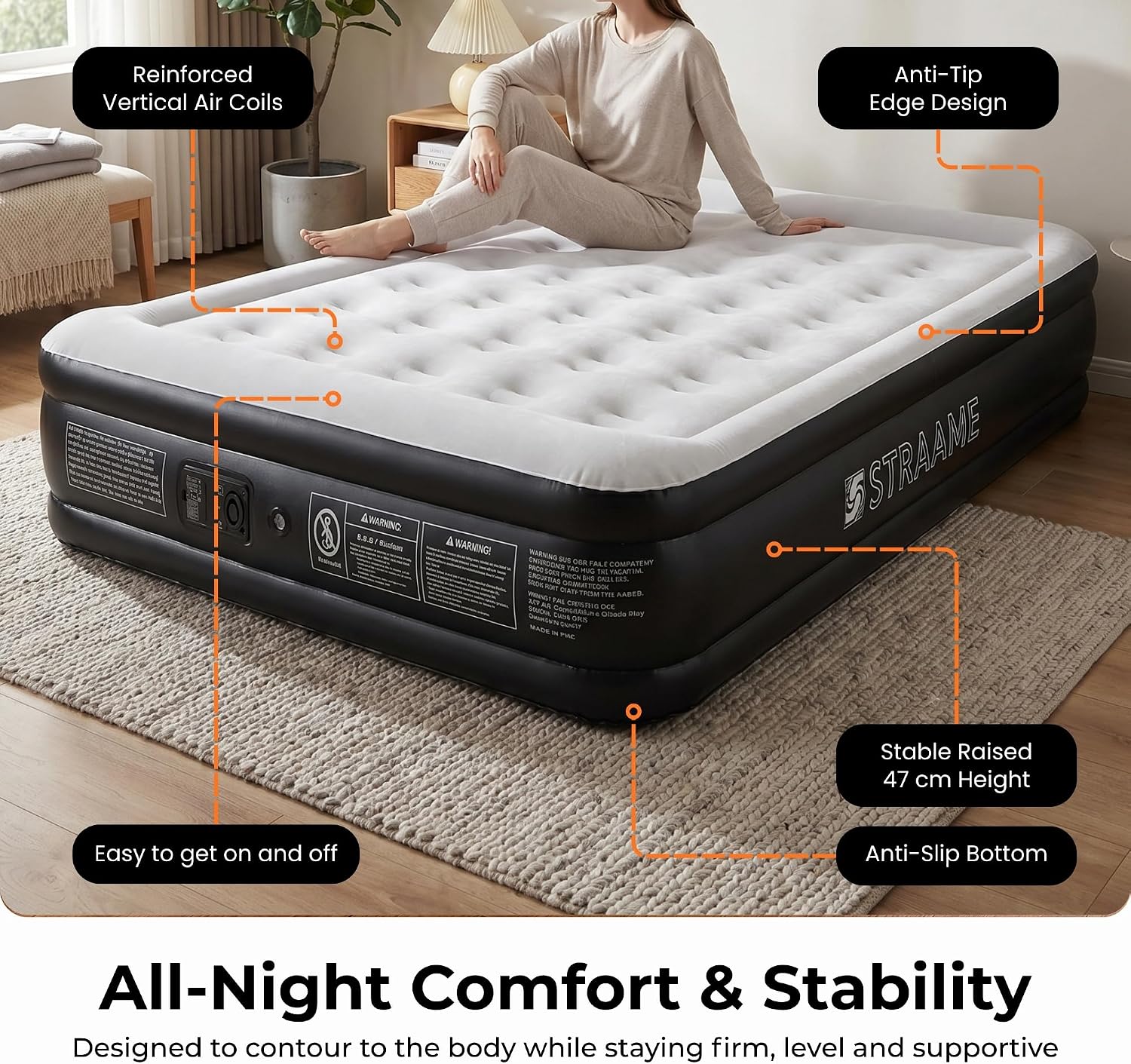 Double Air Bed with Built-in Pump
