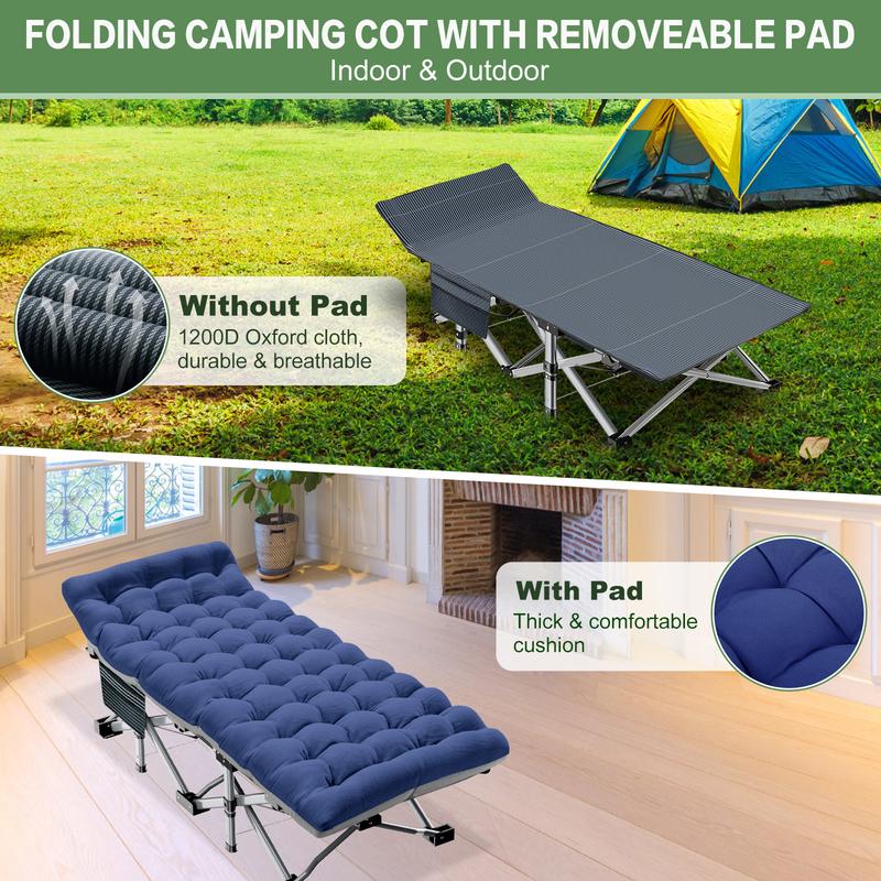 Folding Camping Cot with Matress (Load up to 900 lbs)