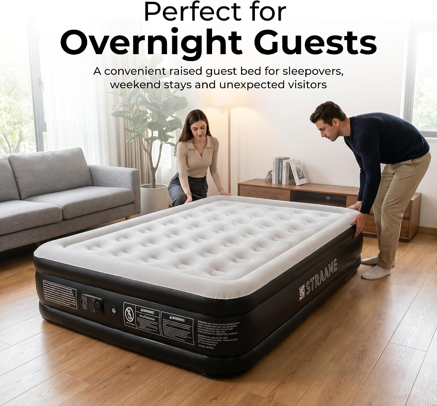 Double Air Bed with Built-in Pump