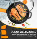 Pre-Seasoned Cast Iron Skillet 10-inch oven safe with silicone handle and scrapers
