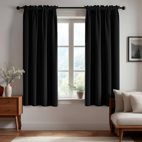 Deconovo Blackout Curtains thermal insulated room darkening panels 42x63 black 2-pack