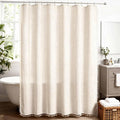 WELTRXE Boho Shower Curtain with Tassels rustic farmhouse fabric 72x72 beige