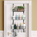 ETELI Over the Door Pantry Organizer 3-Tier Hanging Basket Black with 5 hooks