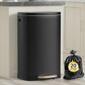KdbK 13-Gallon Stainless Steel Kitchen Trash Can pedal operated soft close lid black